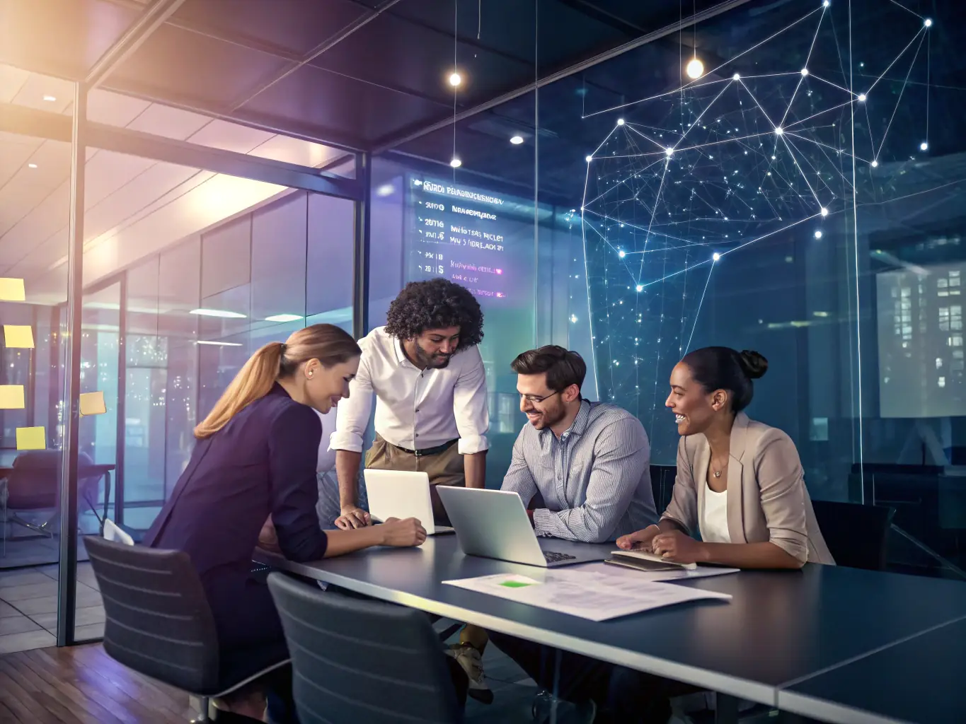 A photograph of a diverse group of UK business professionals participating in a leadership workshop, symbolizing SkillUKUno's leadership development services.